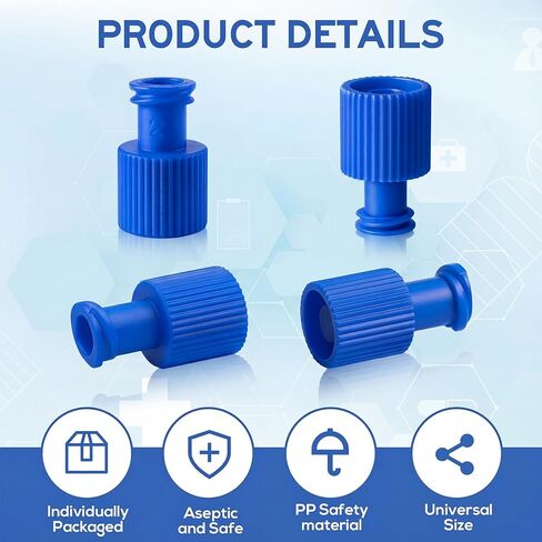 Fiwochic 100 Pack Luer Stopper Blue Closing Cones Dual Male-female Individually Packaged Sterile Luer Replacement Cap for Male/female Connectors Syringes Tips Iv Admin Sets in Saudi Arabia