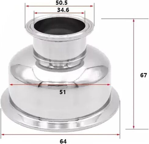 1 قطعة 1.5 "2" 3 "4" 304 الفولاذ المقاوم للصدأ الصف نصف كروي المخفض الطويق 50.5 64 91 119 مللي متر للاستخدام المنزلي تجهيزات الأنابيب (1.5 بوصة × 2 بوصة) in Saudi Arabia