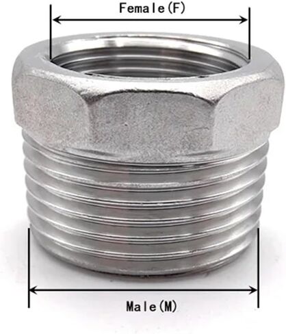 جلبة مخفض القلب BSPT 1/8 "1/4" 3/8 "1/2" خيط ذكر/أنثى SS304 تجهيزات أنابيب الفولاذ المقاوم للصدأ لزيت الغاز المائي (DN15(M)-DN6(F)) in Kuwait