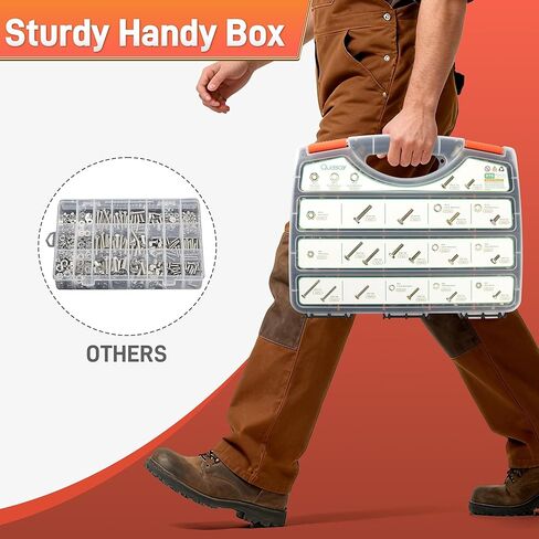 Quibbay 976pcs Nuts and Bolts Assortment Kit, Grade 8.8 Metric Bolt Assortment with Assorted Nuts and Washers, Heavy Duty M6 M8 M10 M12 Hex Bolts and Nuts Kit, Yellow Zinc Plated, Length from 16-50mm in Saudi Arabia