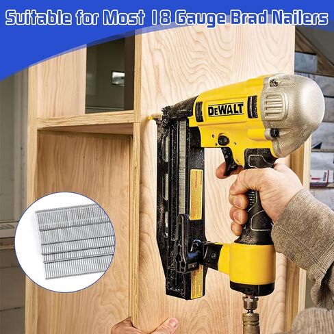 18 Gauge Brad Nails, 5 sizes(2",1-1/2",1-1/4",1",1/2"), Galvanized 18 GA Brad Nails for Pneumatic, Electric Brad Nailer Gun (1000 Counts) in Kuwait
