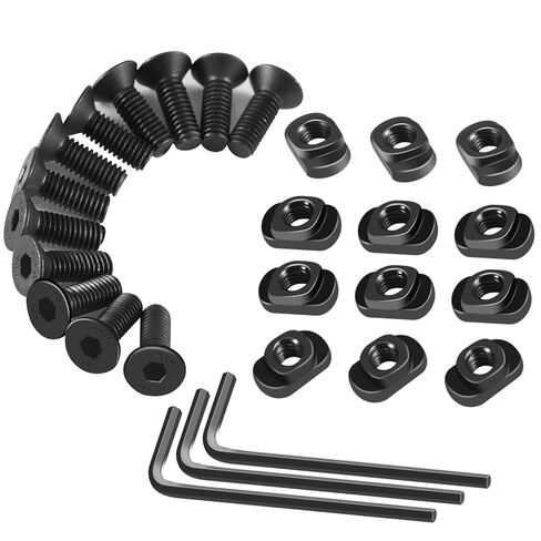 PUKESI 12 Set T-Nut and Screw Replacement Sets for M-Rails Mounting, Long Screws or Short Screws & T Nuts Picatinny Rail Accessories with 3 Allen Wrenches (12mm Long Screws-12 Pcs) in Saudi Arabia