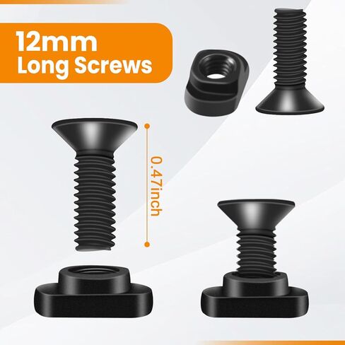 PUKESI 12 Set T-Nut and Screw Replacement Sets for M-Rails Mounting, Long Screws or Short Screws & T Nuts Picatinny Rail Accessories with 3 Allen Wrenches (12mm Long Screws-12 Pcs) in Saudi Arabia