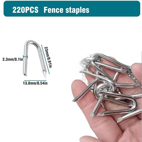 220 Pcs Heavy Duty Fencing Staples - U-Shaped Wire Fencing Nails for Mesh, Chain Link & Woven Fence | Carbon Steel with Anti-Rust Coating, Galvanized in Saudi Arabia