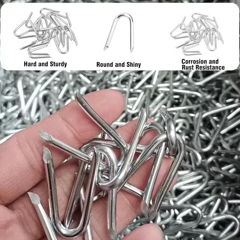220 Pcs Heavy Duty Fencing Staples - U-Shaped Wire Fencing Nails for Mesh, Chain Link & Woven Fence | Carbon Steel with Anti-Rust Coating, Galvanized in Saudi Arabia