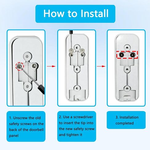 6 قطع براغي بديلة لجرس الباب متوافقة مع جرس الباب الوامض/الحلقي، براغي أمان لوحة الكترونية معززة لجرس باب الفيديو مع أداة مفتاح جرس الباب، قوية مثل الجودة الأصلية in Kuwait