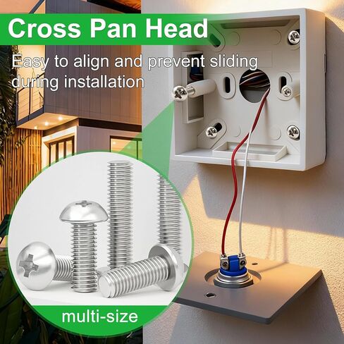 Twidec/Machine Screw Kit,304 Stainless Steel #6-32#8-32 Electrical Long Outlet Screws Phillips Pan Head Electricians Screws 102PCS 5/8 to 2 inch for Wall Plate Switch, Receptacles Mounting Screw in Saudi Arabia