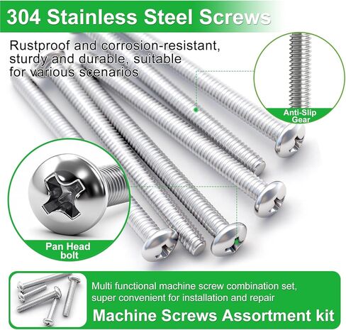 Twidec/Machine Screw Kit,304 Stainless Steel #6-32#8-32 Electrical Long Outlet Screws Phillips Pan Head Electricians Screws 102PCS 5/8 to 2 inch for Wall Plate Switch, Receptacles Mounting Screw in Saudi Arabia