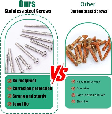 Twidec/Machine Screw Kit,304 Stainless Steel #6-32#8-32 Electrical Long Outlet Screws Phillips Pan Head Electricians Screws 102PCS 5/8 to 2 inch for Wall Plate Switch, Receptacles Mounting Screw in Saudi Arabia
