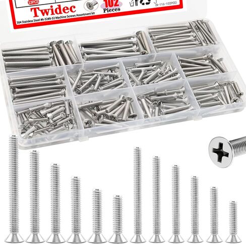 Twidec/Machine Screw Kit,304 Stainless Steel #6-32#8-32 Electrical Long Outlet Screws Phillips Pan Head Electricians Screws 102PCS 5/8 to 2 inch for Wall Plate Switch, Receptacles Mounting Screw in Saudi Arabia