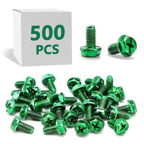 AOIGU 100 PCS Green Ground Screws for Electrical Box,10-32 x 3/8 Inch Combo Grounding Screw Hex Phillips Head for Junction Box and Electric Outlet in Saudi Arabia