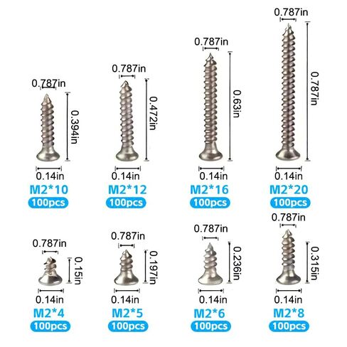 800-Pack M2 Self-Tapping Screws Assortment Set - Phillips Flat & Pan Head, Nickel-Plated Carbon Steel with Lock Nuts, 4-20mm Sizes, Stainless Steel Fastener Kit with Plastic Storage Box in Saudi Arabia