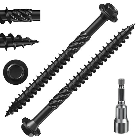 (1 lbs 43PCS)#12 x 2 Black Hex Exterior Lag Screws, 5.5x50mm,Structural Wood Screw, Heavy Duty Construction Screw, Rust Resistant, Washer Head, Black Coated Exterior Wood Screws in Saudi Arabia
