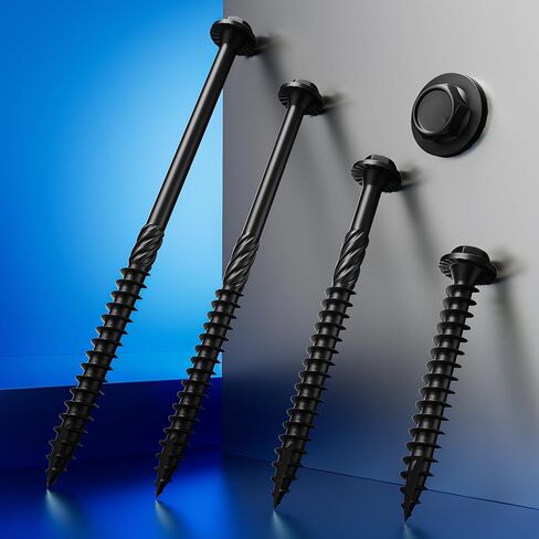 (1 lbs 43PCS)#12 x 2 Black Hex Exterior Lag Screws, 5.5x50mm,Structural Wood Screw, Heavy Duty Construction Screw, Rust Resistant, Washer Head, Black Coated Exterior Wood Screws in Saudi Arabia