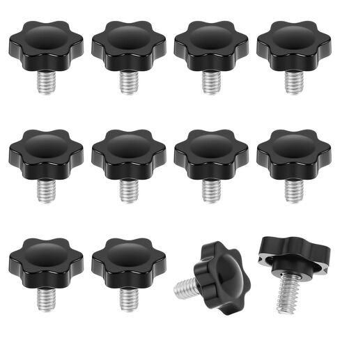 1/4"- 20 Thumb Screws Threaded Knurled Thumb Nuts Black Plastic Knobs Clamping Screws Grip Knob Screw for Machine Furniture Umbrella Base Replacement 12 Pcs in Kuwait