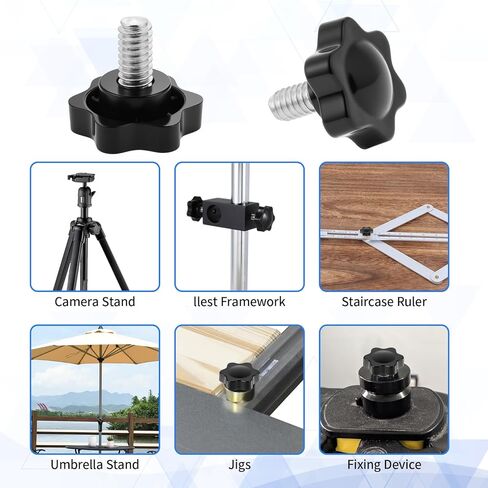 1/4"- 20 Thumb Screws Threaded Knurled Thumb Nuts Black Plastic Knobs Clamping Screws Grip Knob Screw for Machine Furniture Umbrella Base Replacement 12 Pcs in Kuwait