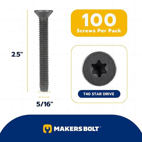 5/16 x 2-1/2" Trailer Deck Screws (100 pcs) T-40 Star Drive, Black Phosphate and Oil, Type F Thread Cutting Wood and Metal for Floorboards by Makers Bolt in Saudi Arabia