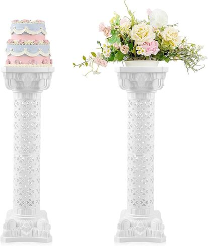 2 Pcs Wedding Roman Column Greek Pillars Stand Plastic Wedding Pillars Columns for Ceremony Flowers Plant Holder for Ceremony Event Party (Vintage,10.63 x 10.63 Inches) in Saudi Arabia