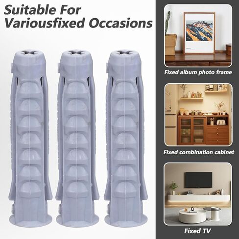 JIEYAO 16 Pcs Concrete Wall Anchors for TV Mount Installation, 10x50mm Plastic Heavy Duty Wall Anchors for Concrete or Brick Walls in Saudi Arabia