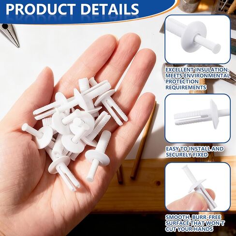 Geelin 50 Pack Nylon Nail Drive Anchors White Rivets Nylon Truss Nail Drive Anchor for Household Industrial RV Shower Room Office Cable Management Entertainment Facility Computer Room(3/4 x 1/4) in Saudi Arabia