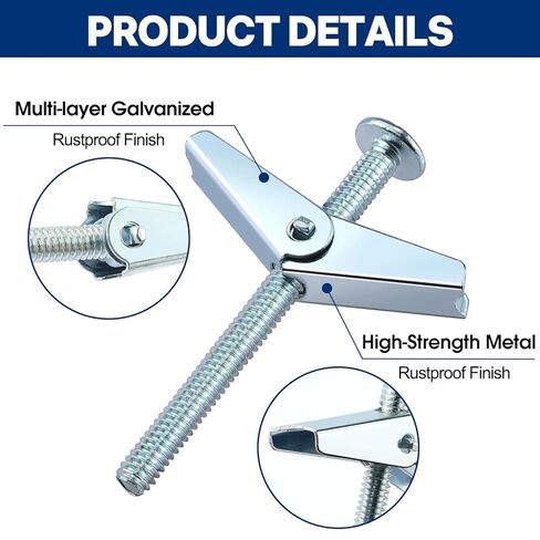 30 مجموعة من مسامير الربط للجدران الجافة، مجموعة أدوات تثبيت الجدران الجافة المعدنية شديدة التحمل - 1/4 بوصة، 3/16 بوصة، 1/8 بوصة مرساة فراشة ومسامير للجدار المجوف، الألواح الصخرية، تركيب السقف in Kuwait