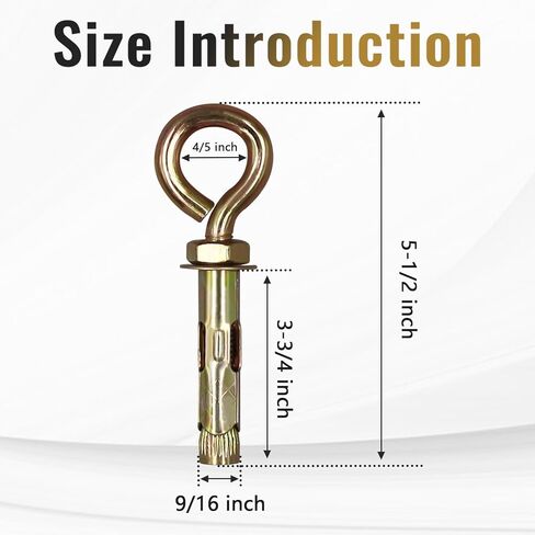 Napredak 9/16" x 5-1/2" مرساة مسمار عين خرسانية من الفولاذ الكربوني مرساة كتف، مسمار تمديد كم مسمار مع حلقة، مثبت مرساة من الطوب الجداري الأسمنتي (4 قطع) in Kuwait