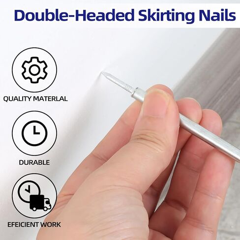 Etauwe 100 PCS Double-Headed Skirting Nails - Invisible Solid Wood Baseboard Fasteners with Sleeve Tool (Seamless Finishing) in Saudi Arabia