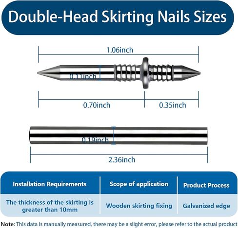 400 Pcs Double Headed Nails and Invisible Screws | Double-Head Skirting Thread Seamless Nail for Baseboard, Trim & Solid Wood in Saudi Arabia