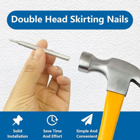 400 Pcs Double Headed Nails and Invisible Screws | Double-Head Skirting Thread Seamless Nail for Baseboard, Trim & Solid Wood in Saudi Arabia