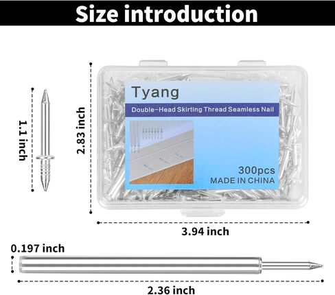 300 Pcs Double-Head Skirting Thread Seamless Nails, Double-Headed Nails, Invisible Screws & Specific Sleeve Tool, for Seamless Skirting Thread with Solid Wood Baseboard. in Saudi Arabia