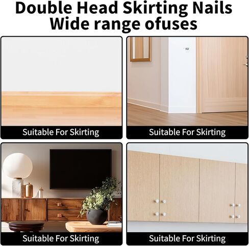 300 Pcs Double-Head Skirting Thread Seamless Nails, Double-Headed Nails, Invisible Screws & Specific Sleeve Tool, for Seamless Skirting Thread with Solid Wood Baseboard. in Saudi Arabia