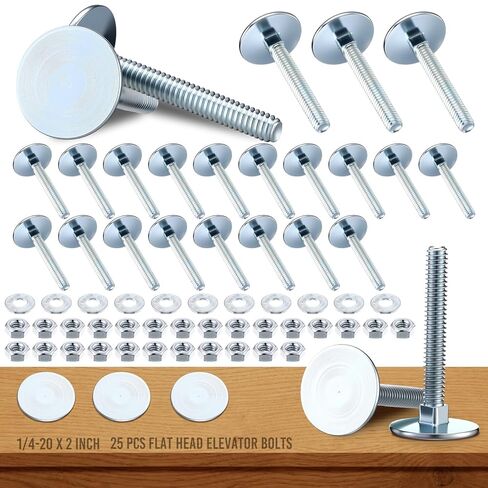 LEIFIDE 25 Set Elevator Bolts 1/4-20 x 2 Inch High Strength Flat Head Bolts with Nuts and Flat Washers Galvanized Steel for Several Uses in Saudi Arabia