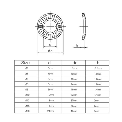 2/5/ 10/20/ 50pcs M3 /4/5 /6/8 /10/12 /16/20 304 Stainless Steel Locking Washer Printing Oblique Lock(M3 (50pcs)) in Saudi Arabia