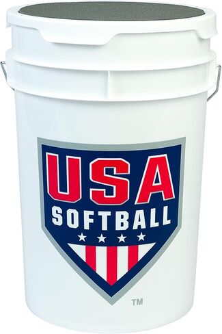 Bownet 6 Gallon Ball Bucket with Lid – Durable Softball & Baseball Equipment Storage, Padded Seat Lid, Metal Handle in Kuwait