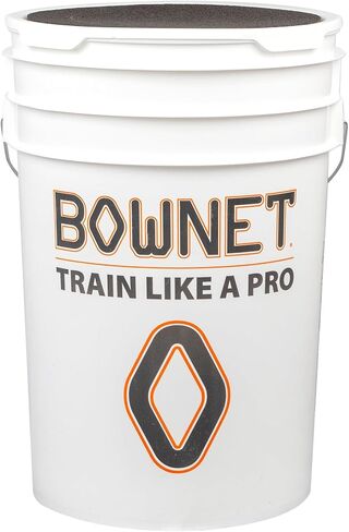 Bownet 6 Gallon Ball Bucket with Lid – Durable Softball & Baseball Equipment Storage, Padded Seat Lid, Metal Handle in Kuwait