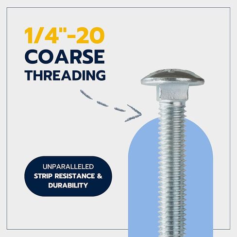 1/4" x 1-1/2" (100 Pack) Zinc Carriage Bolt Kit, Grade 307A by Makers Bolt in Saudi Arabia