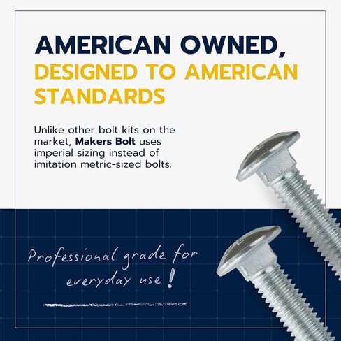 1/4" x 1-1/2" (100 Pack) Zinc Carriage Bolt Kit, Grade 307A by Makers Bolt in Saudi Arabia