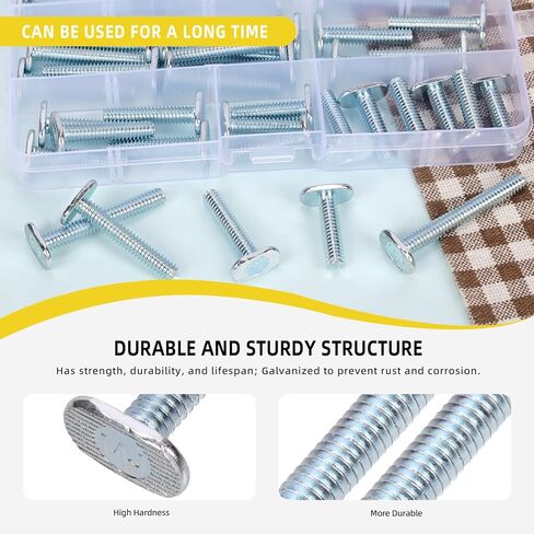Mardatt 40Pcs 1/4"-20 Thread Tee Bolt Set, 1", 1-1/4", 1-1/2", 1-3/4", 2" Length T-Slot Bolts T Bolt, T Track Bolts Jig Bolt for Woodworking Jigs and Fixtures, Carbon Steel Zinc Plated in Saudi Arabia