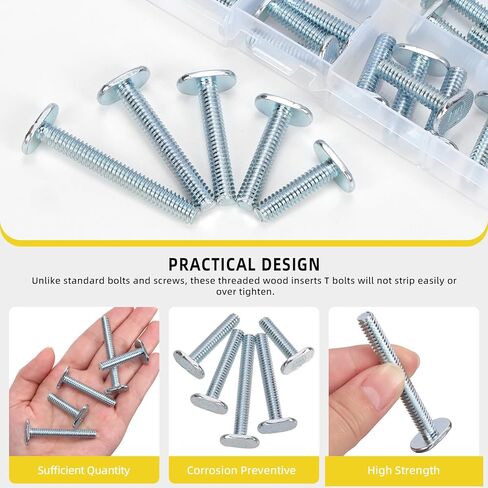 Mardatt 40Pcs 1/4"-20 Thread Tee Bolt Set, 1", 1-1/4", 1-1/2", 1-3/4", 2" Length T-Slot Bolts T Bolt, T Track Bolts Jig Bolt for Woodworking Jigs and Fixtures, Carbon Steel Zinc Plated in Saudi Arabia