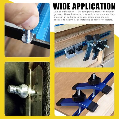 Mardatt 40Pcs 1/4"-20 Thread Tee Bolt Set, 1", 1-1/4", 1-1/2", 1-3/4", 2" Length T-Slot Bolts T Bolt, T Track Bolts Jig Bolt for Woodworking Jigs and Fixtures, Carbon Steel Zinc Plated in Saudi Arabia