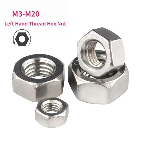 2-20pc Metric Left Hand Thread Hex Nut 304 Stainless Steel Reverse Hexagon Nuts Tooth M3-M20(M18 2pcs) in Saudi Arabia