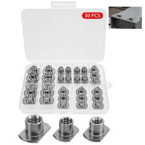 30Pcs Weld Nuts Set,T-Shaped Weld Nuts Kit,3/8 in,5/16 in,1/4 in Tab Base UNC Carbon Steel Machine Screw,T-Nuts 2 and 4 Projection Base for Furniture,Vehicles,Caster and Industry Machine in Kuwait