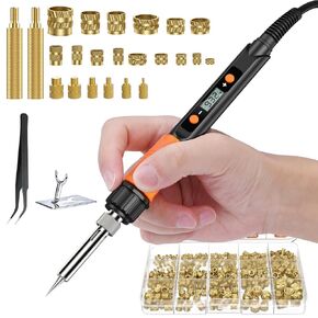 Preciva Threaded Inserts Set, 300Pcs Heat Set Inserts with M2 M3 M4 M5 M6 M8 Insert-Tip, 100W Digital Soldering Iron, Holder and Tweezer, for 3D Printer Parts or Plastic Parts in Saudi Arabia