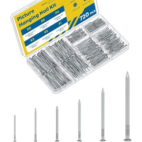 طقم تشكيلة أظافر 720 قطعة من Vibit، 6 مقاسات، أظافر معلقة للصور لفن الحائط، أظافر صغيرة لتعليق الصور، أجهزة خشبية للجدران الجافة، أظافر تشطيب أظافر الحائط لتعليق مرايا الصور in Kuwait