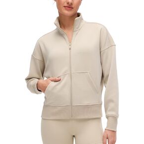 CRZ YOGA SoftAura Full Zip Sweatshirt for Women - Workout Casual Zipper Funnel Neck Sweat Shirts Jackets with Pockets in Saudi Arabia