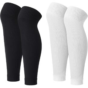 Xthrotsenk 2 Pairs Precut Soccer Socks Soccer Sock Sleeves Football Leg Sleeve Matching Grip Socks Shin Guard Sleeves for Football Training Adult (Black, White) in Saudi Arabia