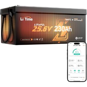 LiTime 24V 50Ah Bluetooth Low-Temp Protection LiFePO4 Battery Buit in 50A BMS, Group 24 Deep Cycle Lithium Iron Phosphate Battery Perfect for Trolling Motors,Yacht, Marine, Boat, RV,Fishing Finder in Kuwait