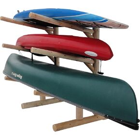 Hitch Exclusives 2-Place Rowboat Log Rack, Kayak Racks for Outdoor Storages, Canoe Boat Storage Organizer, Paddle Boat Stands, Paddleboard Rack for Storage - Canyon Brown + 15" Anchor Kit in Kuwait