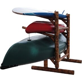 Hitch Exclusives 3-Place Low Freestanding Rack, Holds 2 Canoes + 1 Kayak/SUP/Surfboard, Garage or Outdoor Storage – Canyon Brown in Kuwait