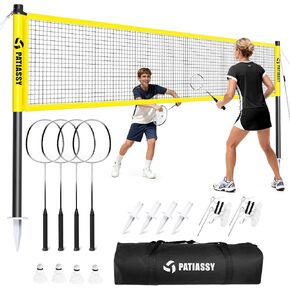 Patiassy Badminton Set for Backyard, Outdoor Badminton Net with Anti-Sag Design, 4 Professional Badminton Rackets, 4 Shuttlecocks and Carry Bag for Lawn or Beach in Kuwait